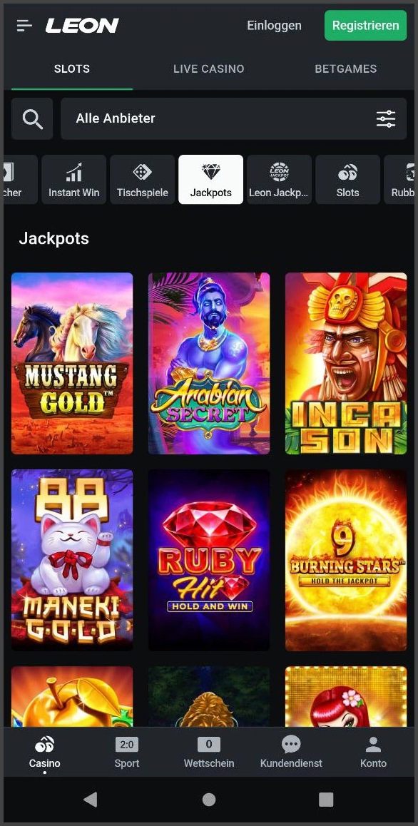 Große Gewinne mit Jackpot-Slots bei Leon Casino