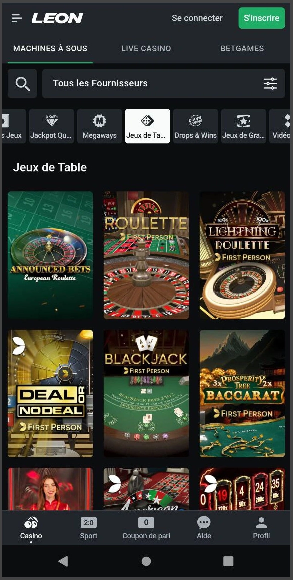 Découvrez les jeux de table classiques en direct chez Leon Casino