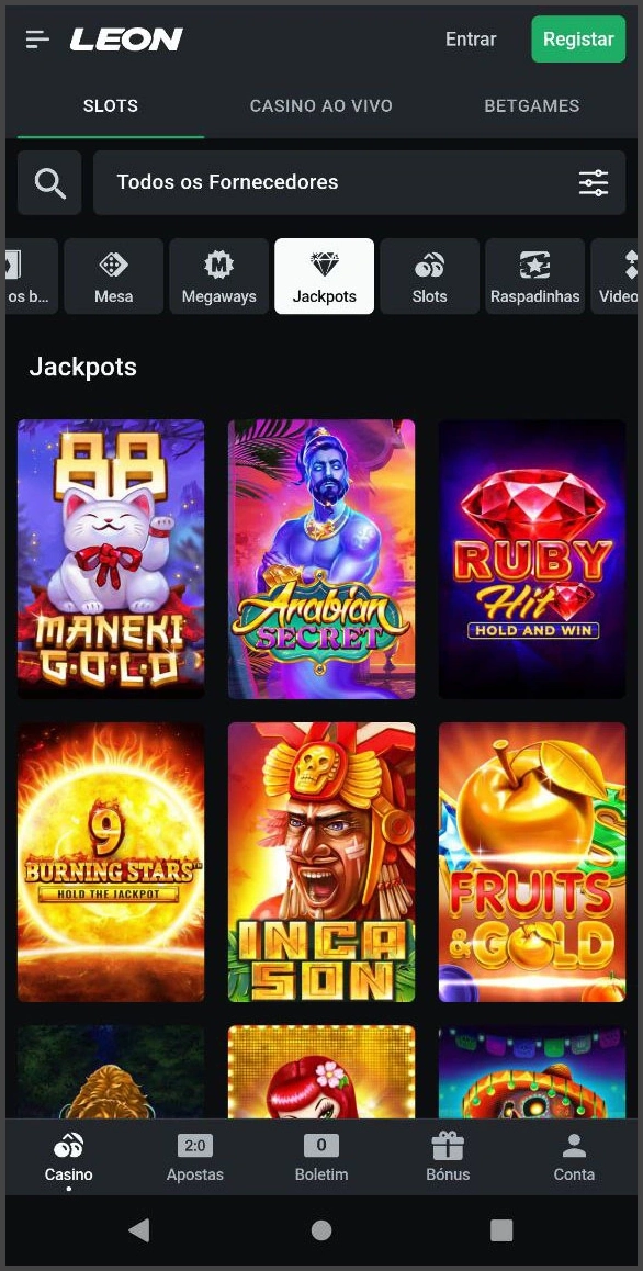 Grandes prêmios nas slots com jackpot do Leon Casino