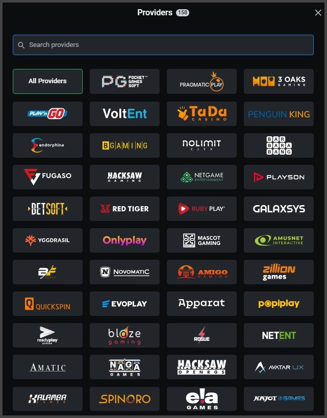 Overview of live game providers at Leon Casino