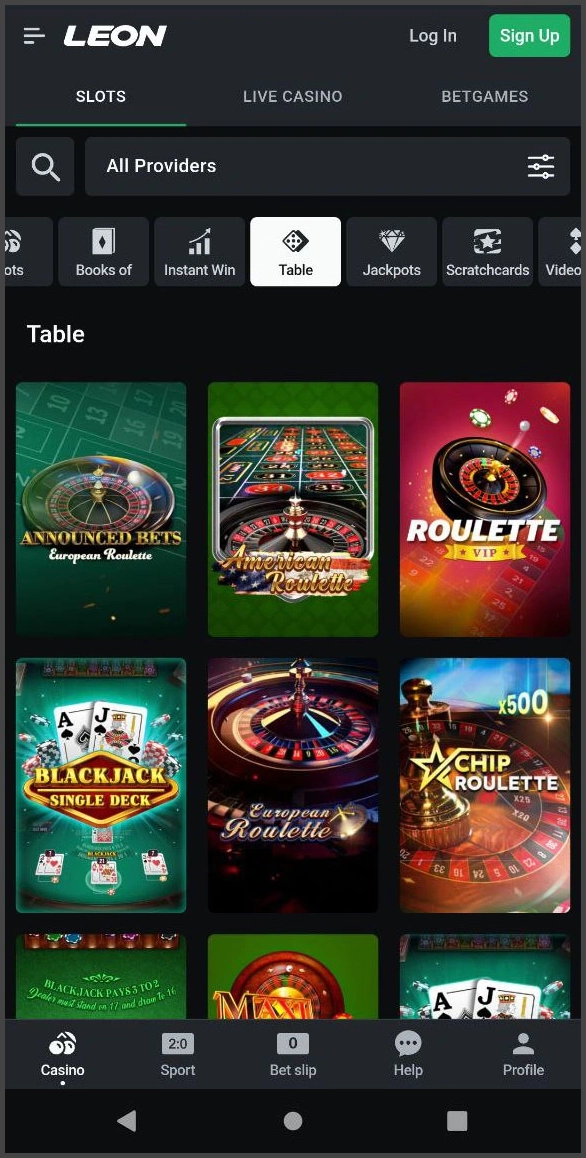 Experience classic live table games at Leon Casino