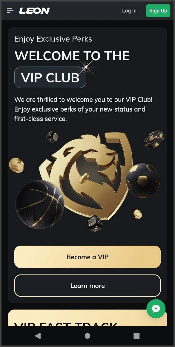 Enjoy exclusive benefits in the VIP area at Leon Casino