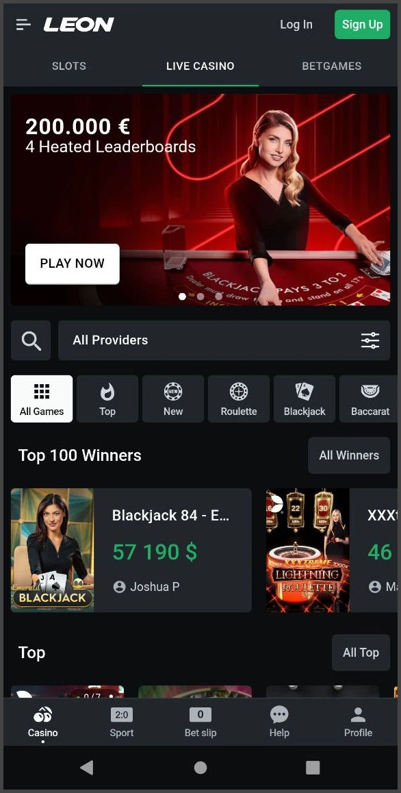 Full overview of all live casino games at Leon for UK players, including roulette, blackjack, and game shows