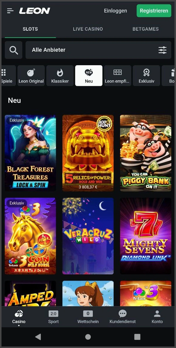 Entdecken Sie die neuesten Slot-Spiele bei Leon Casino