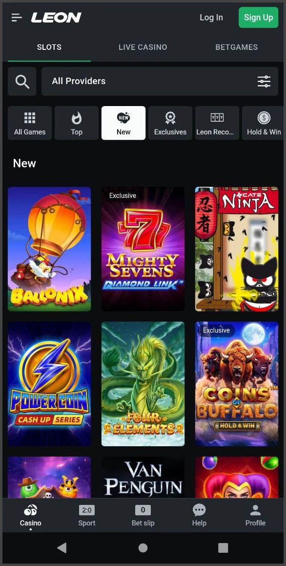 New slot machines at Leon Casino