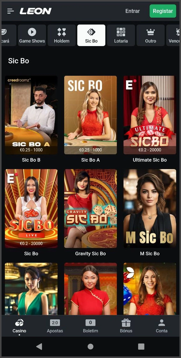 Jogue Sic Bo online no Leon Casino – Diversão com dados ao vivo